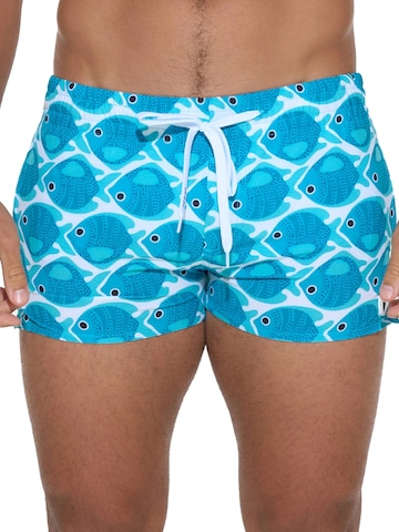69Slam - Bermudas 'BAÑADOR VOLLEY BAJO FISHES' en azul: frente