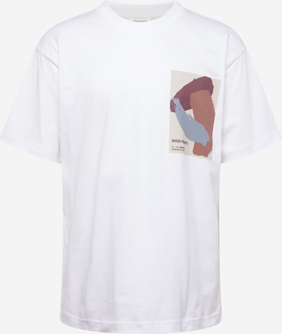 NORSE PROJECTS Camiseta 'Simon' en beige / azul ahumado / borgoña / blanco, Vista del producto