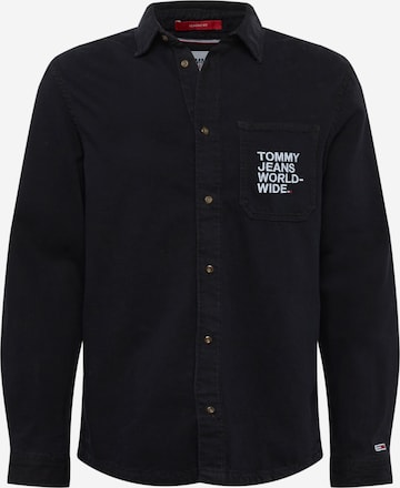 Tommy Jeans Button Up Shirt in Black: front