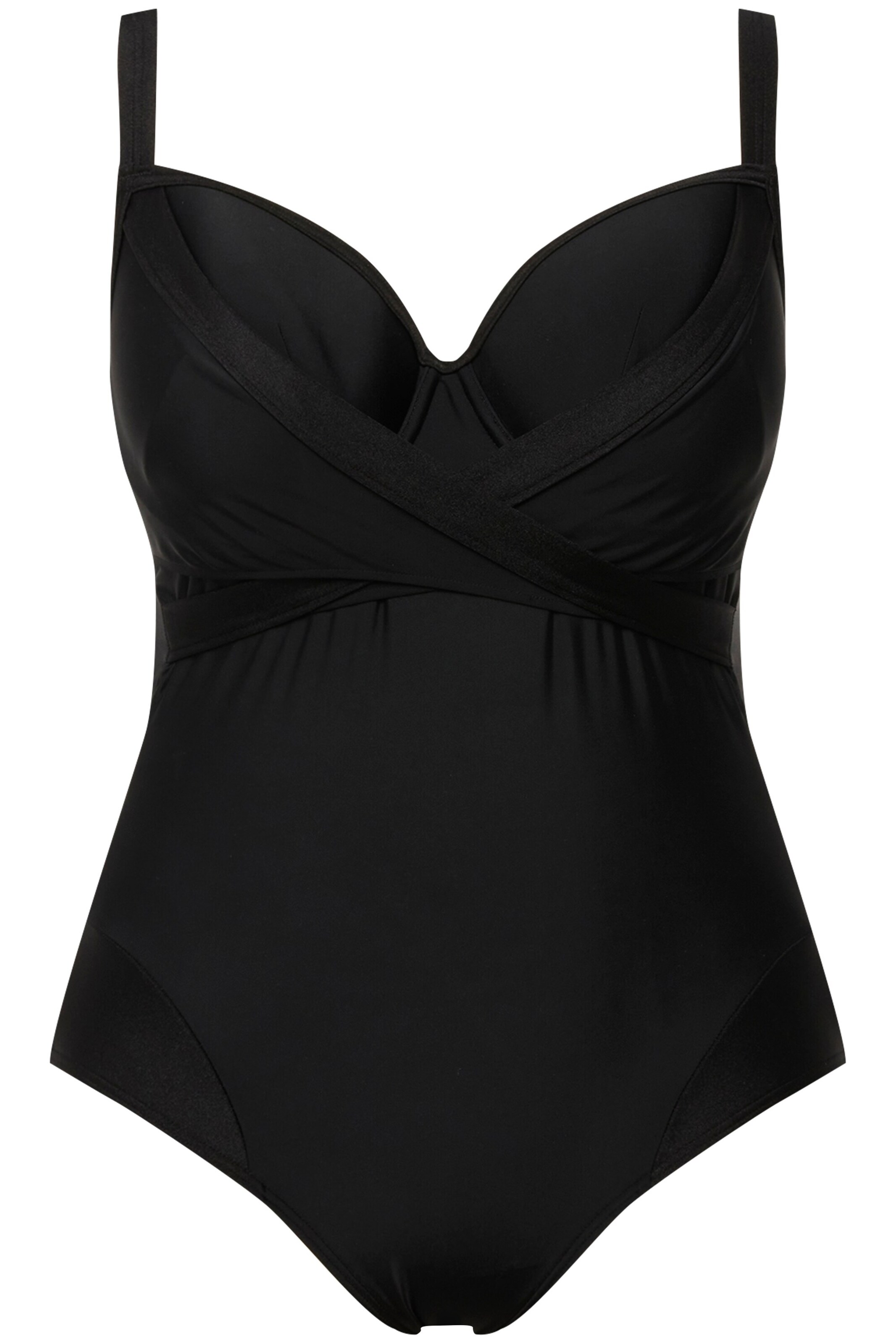 Ulla Popken Bustier Badpak in Zwart: voorkant