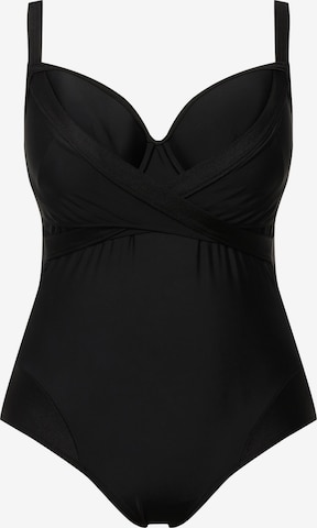 Ulla Popken Bralette Swimsuit in Black: front