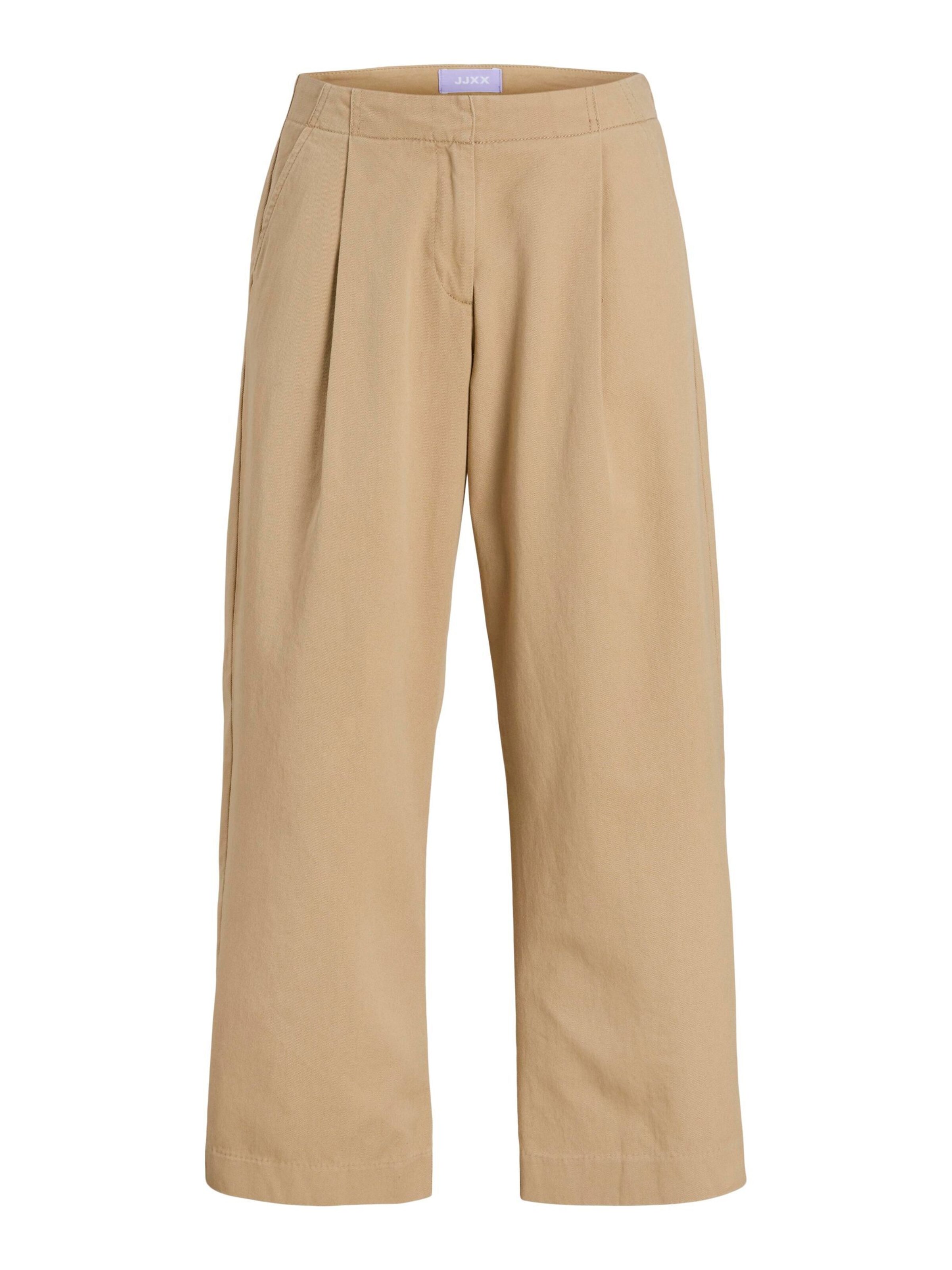 JJXX Baggy Bukser med lægfolder 'JXMaddy' i beige: forside