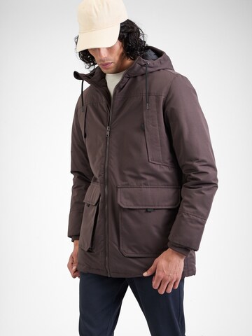 JACK & JONES Talveparka 'CONSTRUCT', värv pruun: eest vaates