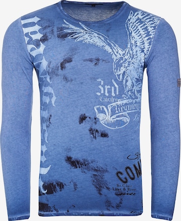 Rusty Neal Cooles Langarmshirt mit 'American Eagle'-Print in Blau: predná strana