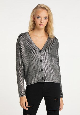 myMo ROCKS Knit Cardigan in Silver: front