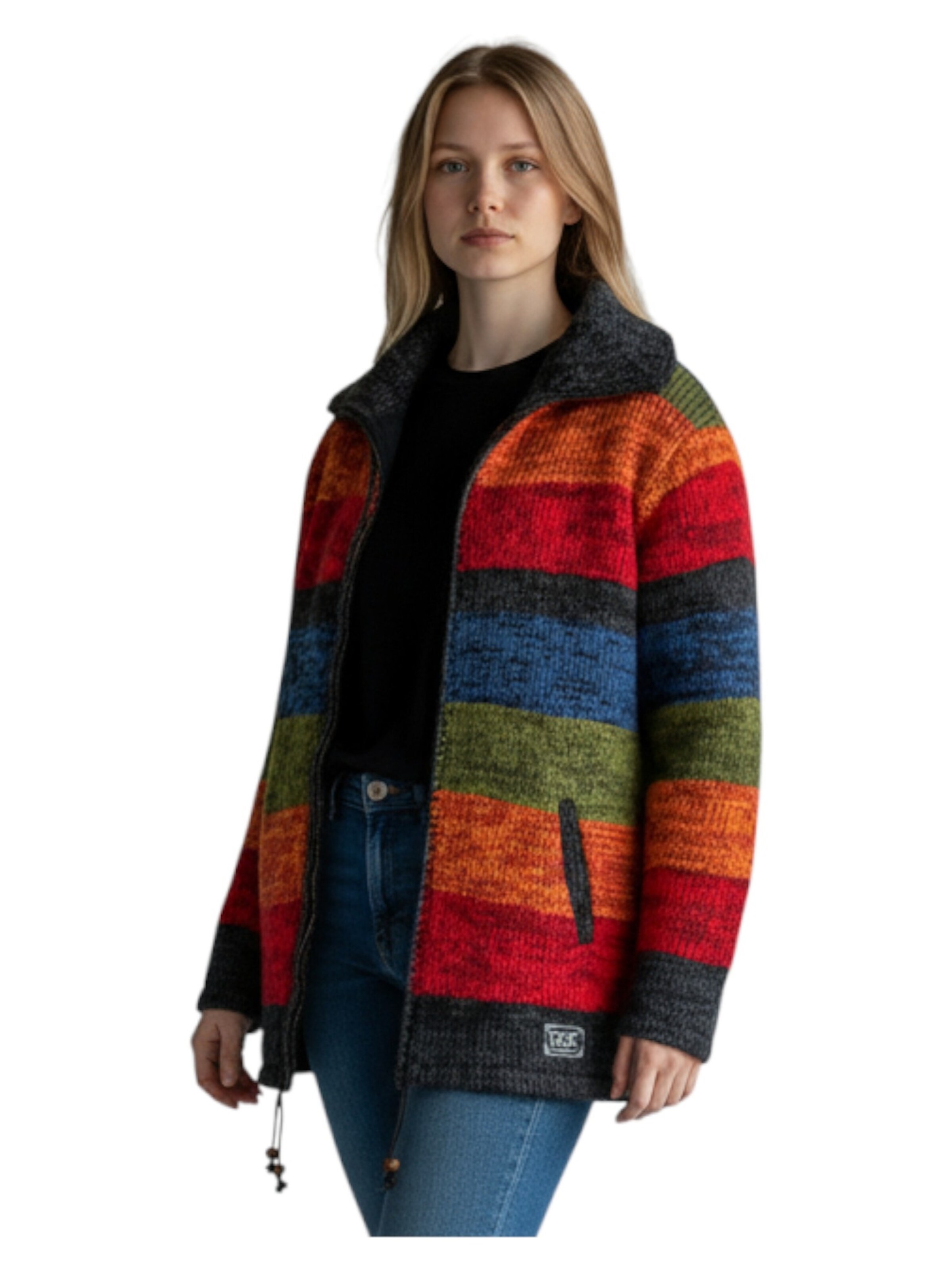 THC Natural Line Knitted Coat '903' in Mixed colors