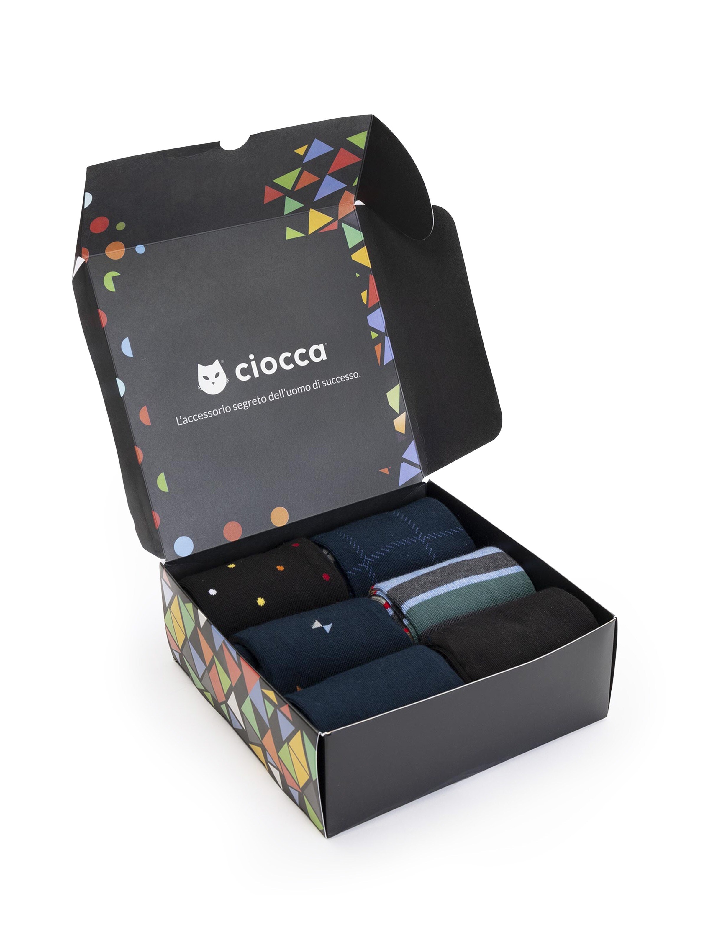 Ciocca Kniekousen 'Scatola Regalo Calze Uomo in Cotone Caldo - 6 Paia Fantasia' in Gemengde kleuren