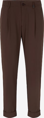 STRELLSON Pleat-Front Pants 'Louis' in Brown: front