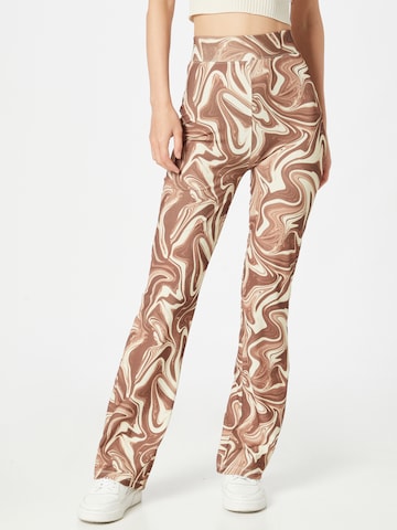 Gina Tricot Flared Pants 'Aurora' in Brown: front