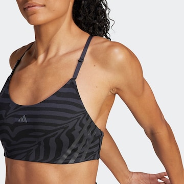 ADIDAS PERFORMANCE Low Support Sports Bra 'Aeroimpact Light-Support Jacquard 3-Stripes' in Grey