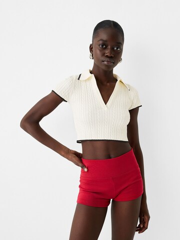 Pull-over Bershka en beige : devant