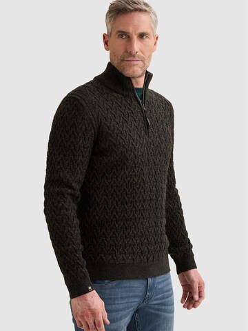VANGUARD Trui 'Pullover in a wool blend with half-zip' in Zwart