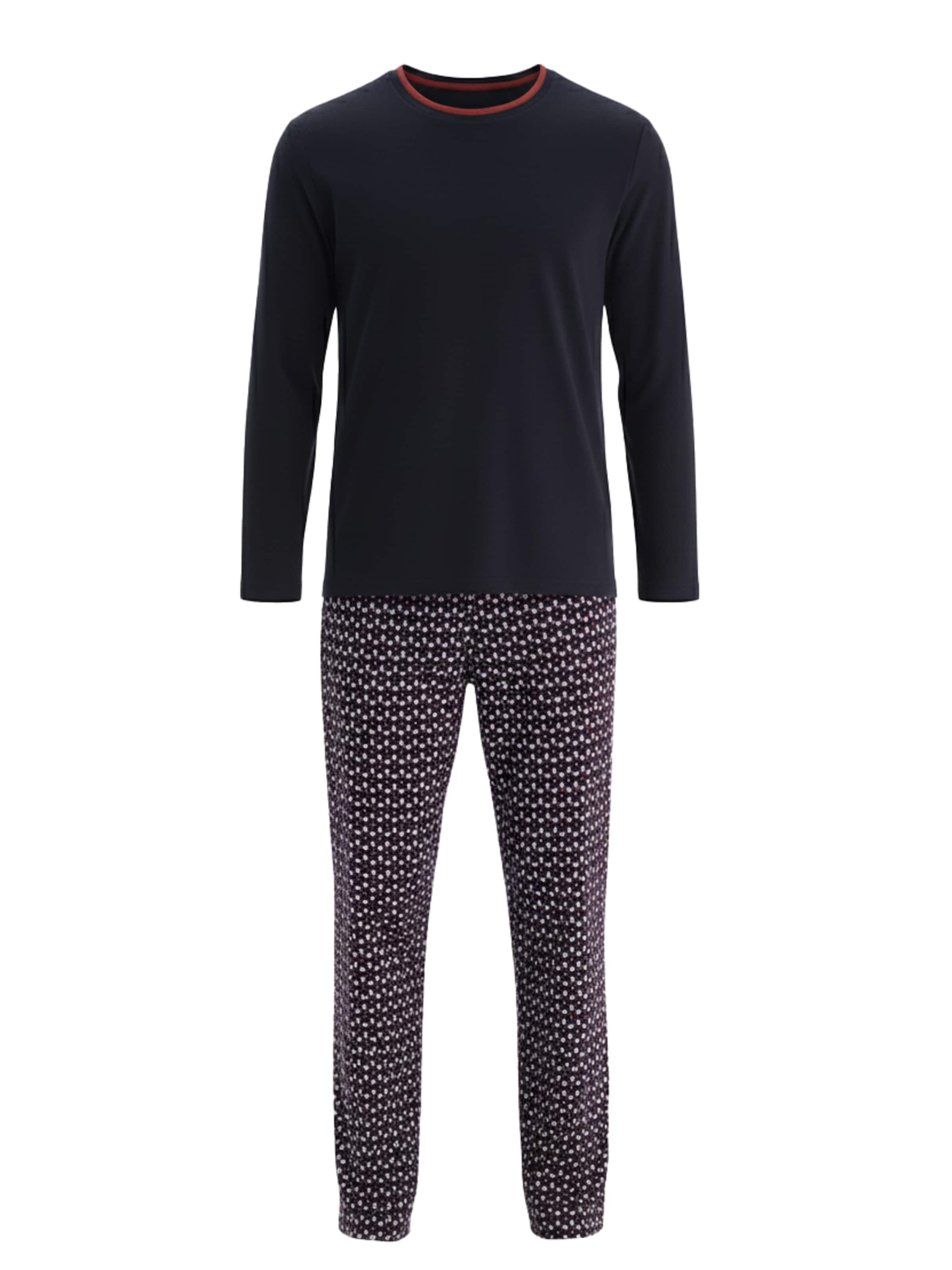 Dagi Pitkä pyjama värissä laivastonsininen / safiiri / offwhite, Tuotenäkymä