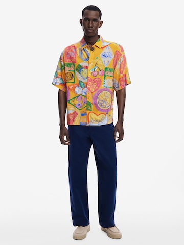 Desigual Comfort fit Button Up Shirt in Orange