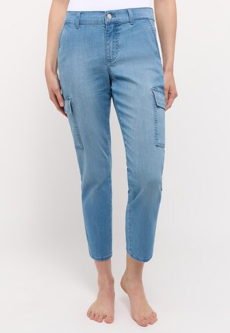 Angels Regular Cargojeans 'CICI CROP SLIT' in Blauw: voorkant