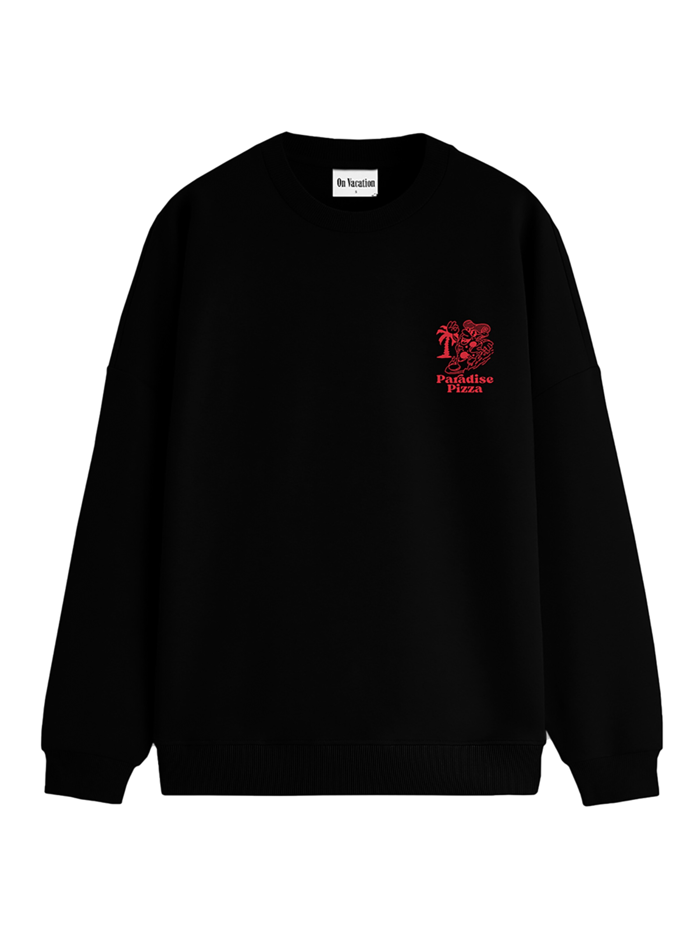 On Vacation Sweater 'Paradiese Pizza' in Black