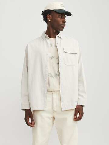 JACK & JONES Comfort fit Button Up Shirt in White: front