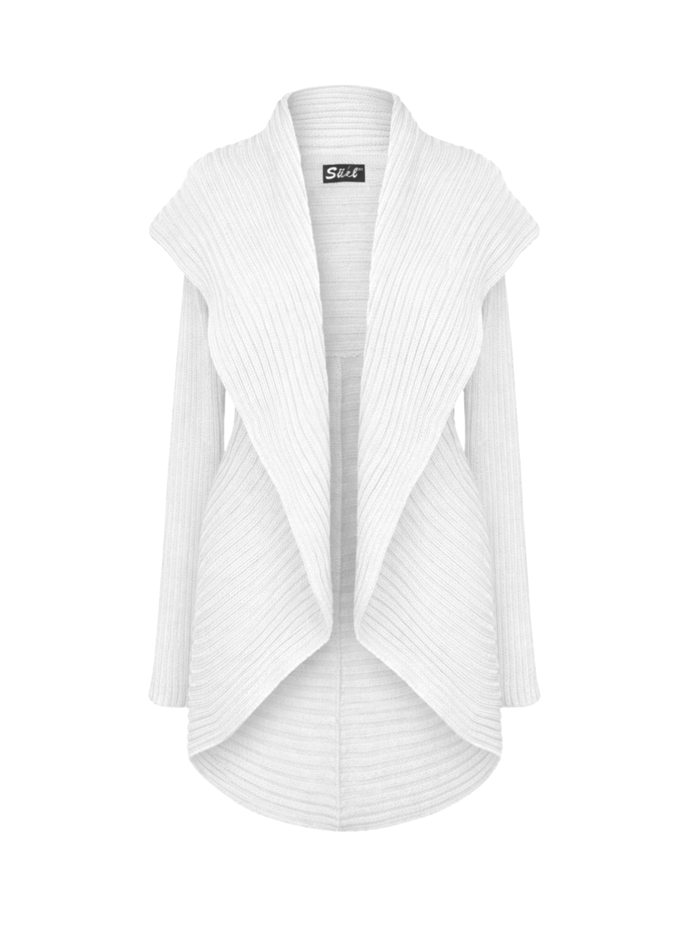 Süel knitwear - Cárdigan 'Round ribbed' en blanco: frente