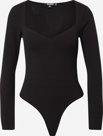 Missguided Shirt Bodysuit in Black: front