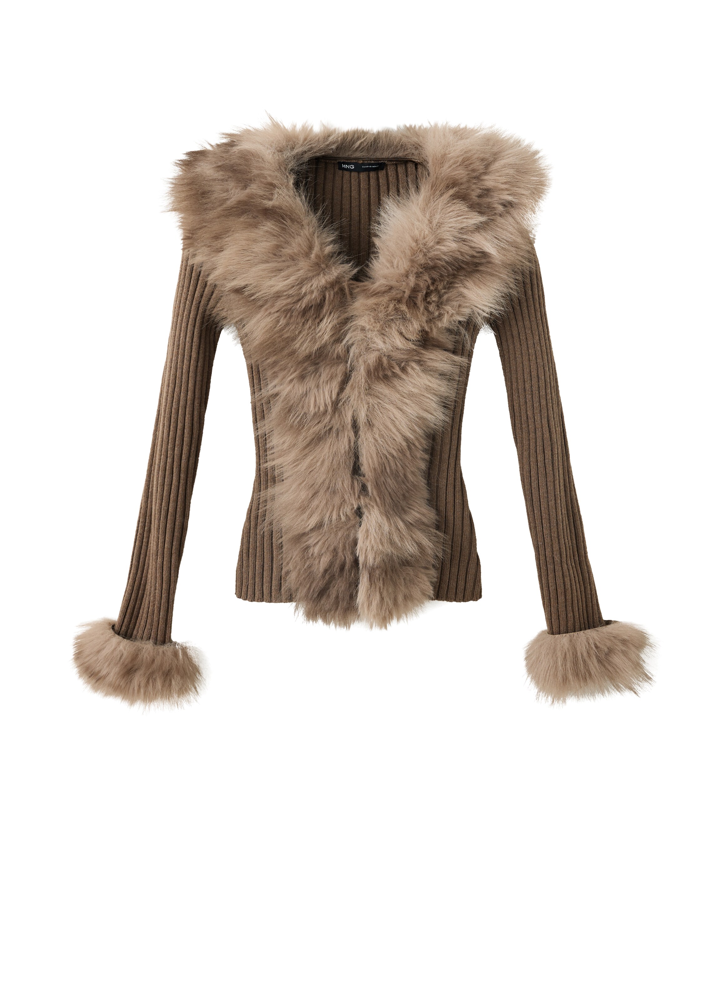 MANGO Knit cardigan 'FRANNY' in Brown: front