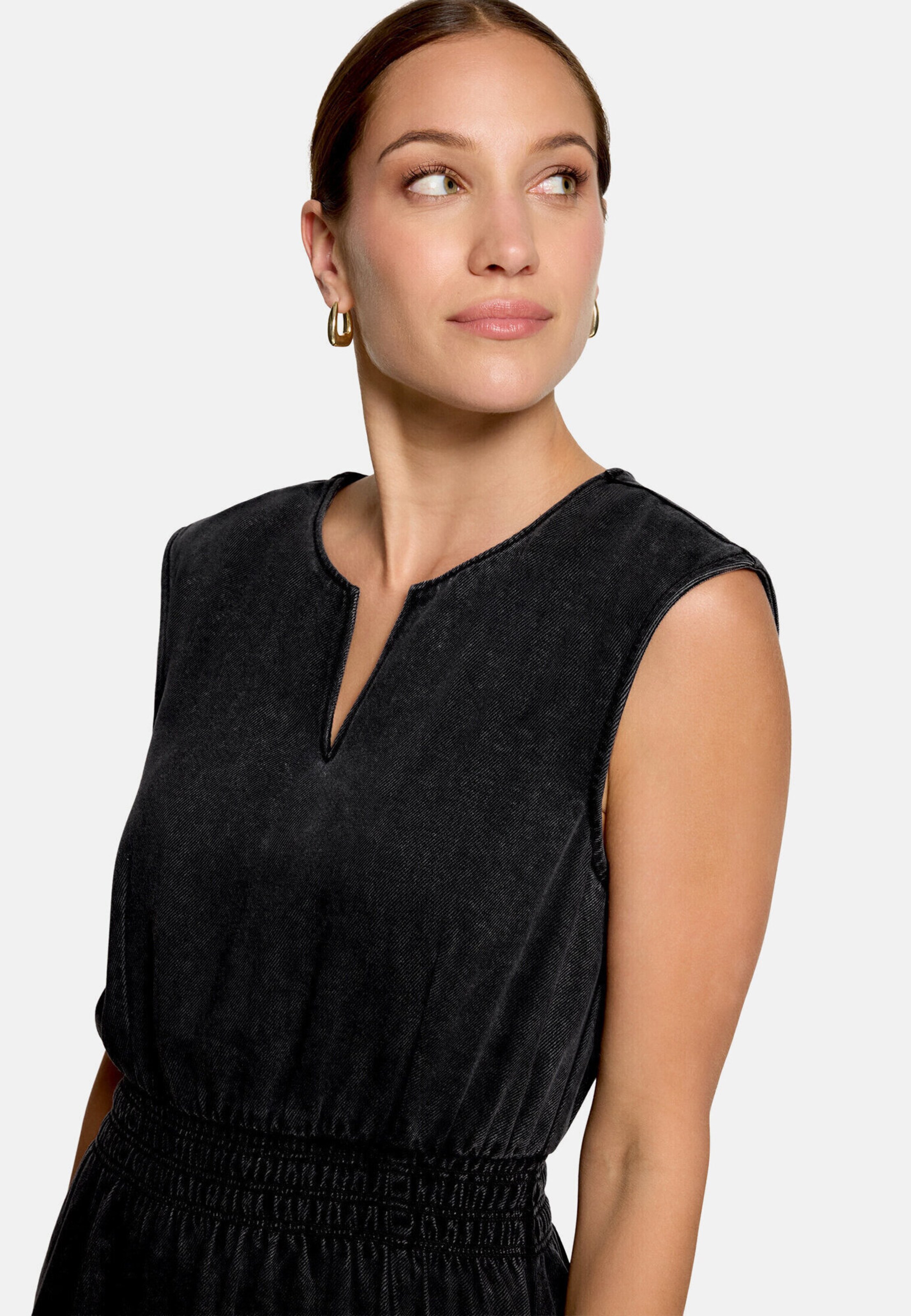 zero Midikleid mit elastischem Bund in Schwarz