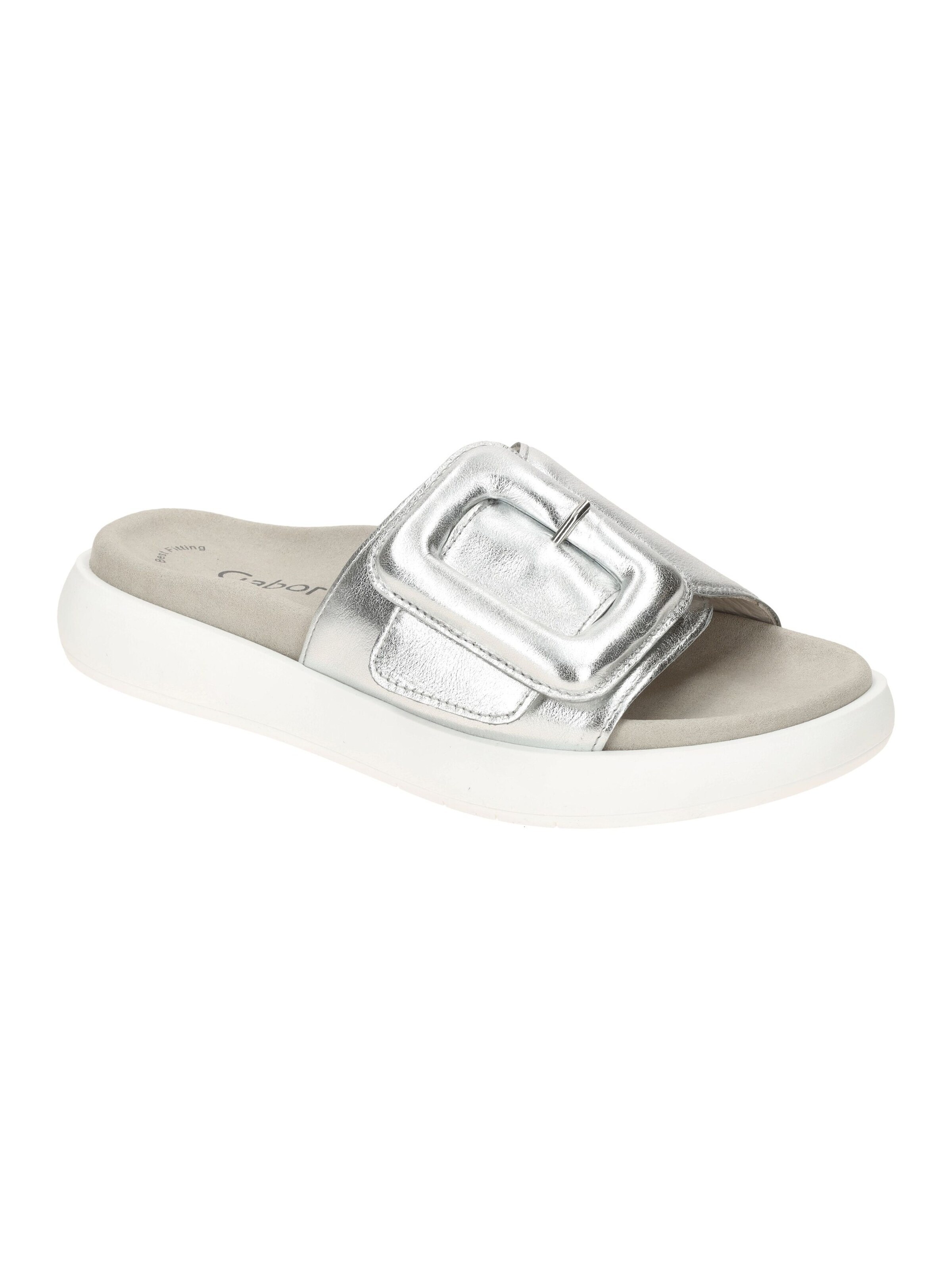 GABOR Mules 'Gabor Plateau Pantolette silber grau metallic 83.751.61' in Silver: front