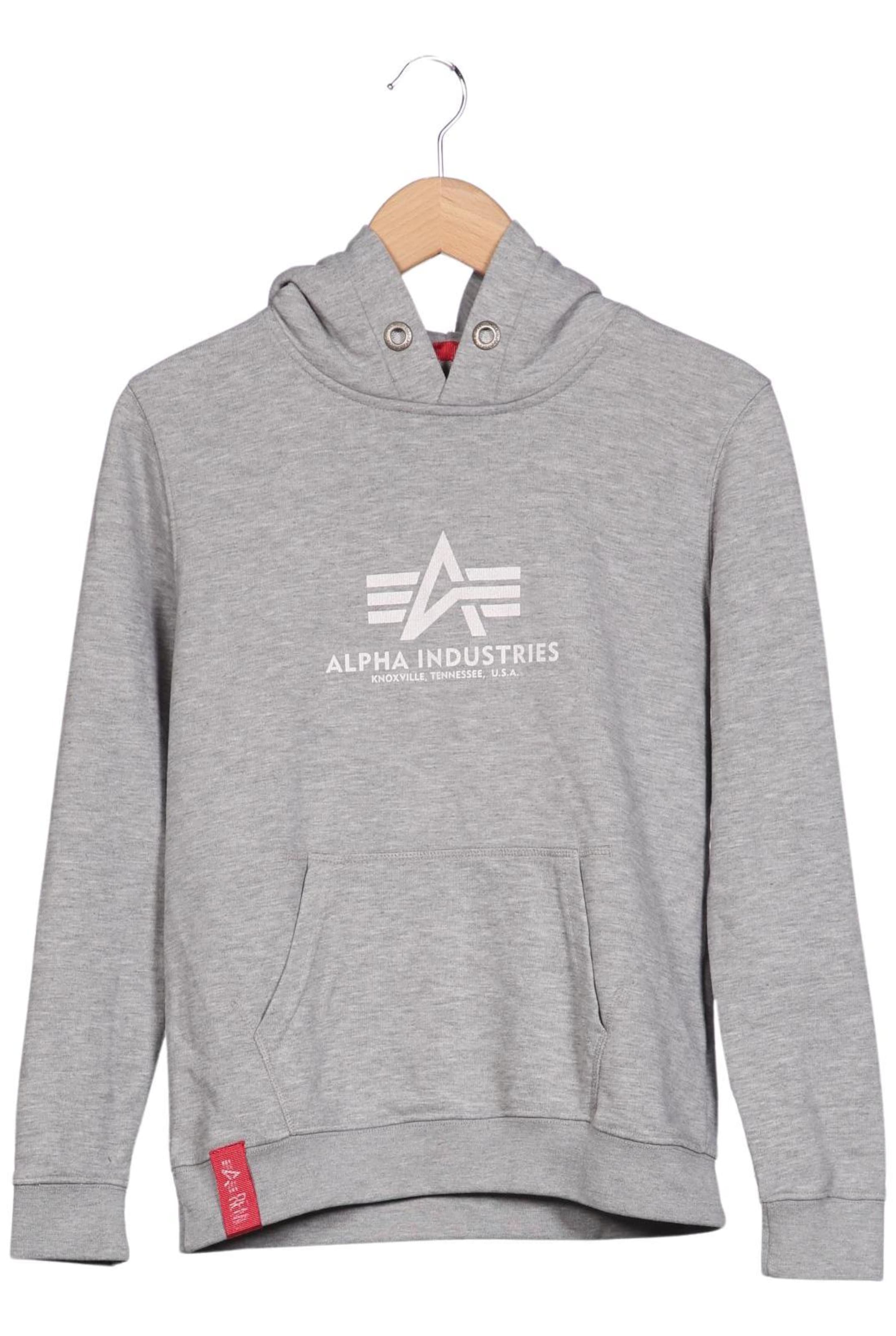 ALPHA INDUSTRIES Sweatshirt & Zip-Up Hoodie in XS in Grey: front