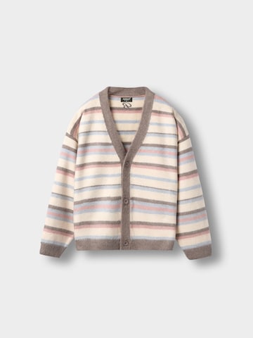 Burocs Knit Cardigan 'Fuzzy V-Neck' in Beige: front