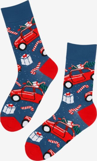 Sokisahtel Socken 'MIRA Christmas socks with cars' in 36-40 in blau, Produktansicht
