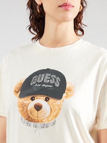 balts GUESS T-Krekls 'TEDDY BEAR HAT'