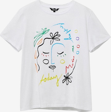 Desigual T-Shirt 'Faces' in Weiß: predná strana