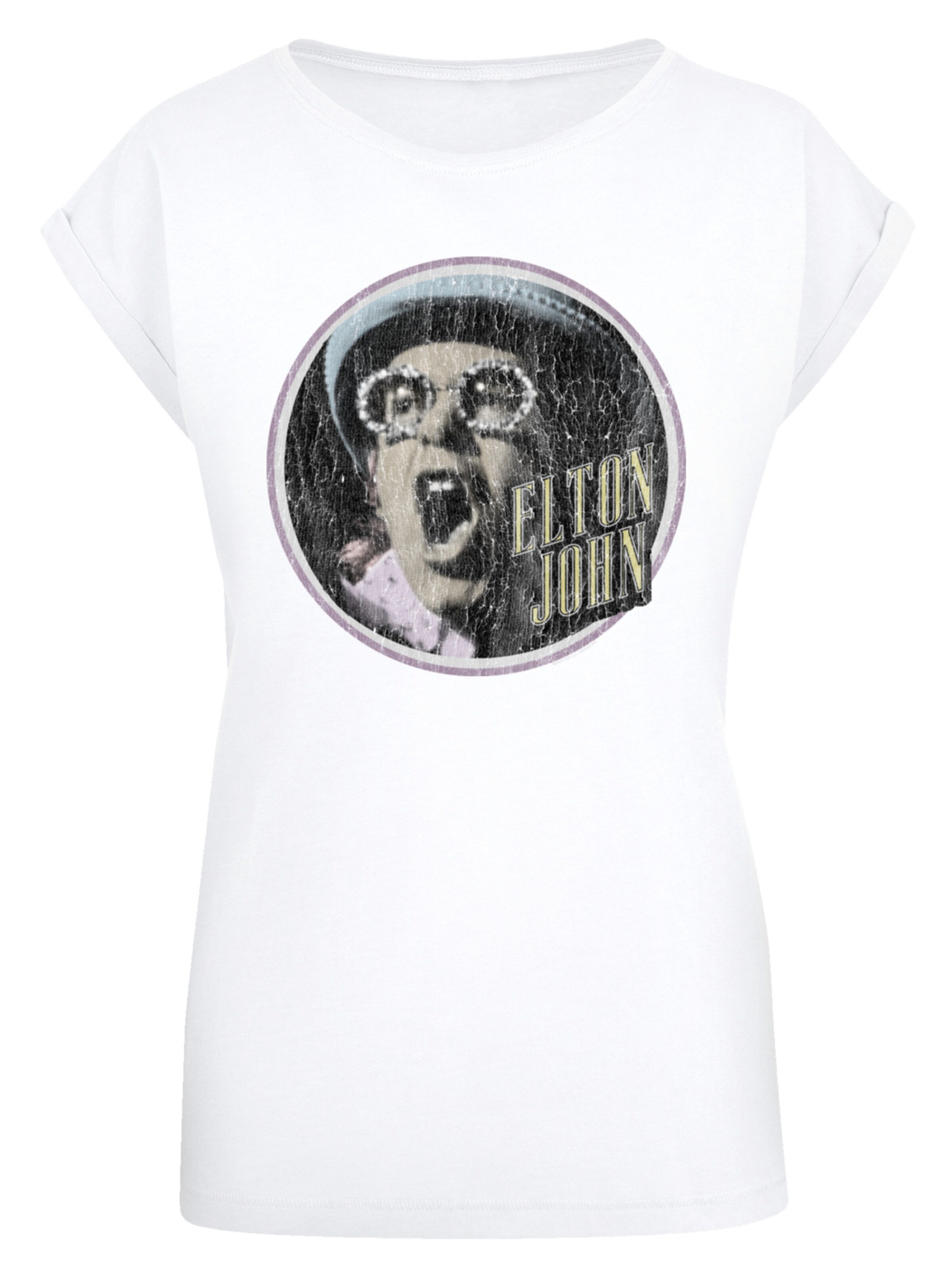 F4NT4STIC Shirt 'Elton John Vintage Circle' in Wit: voorkant
