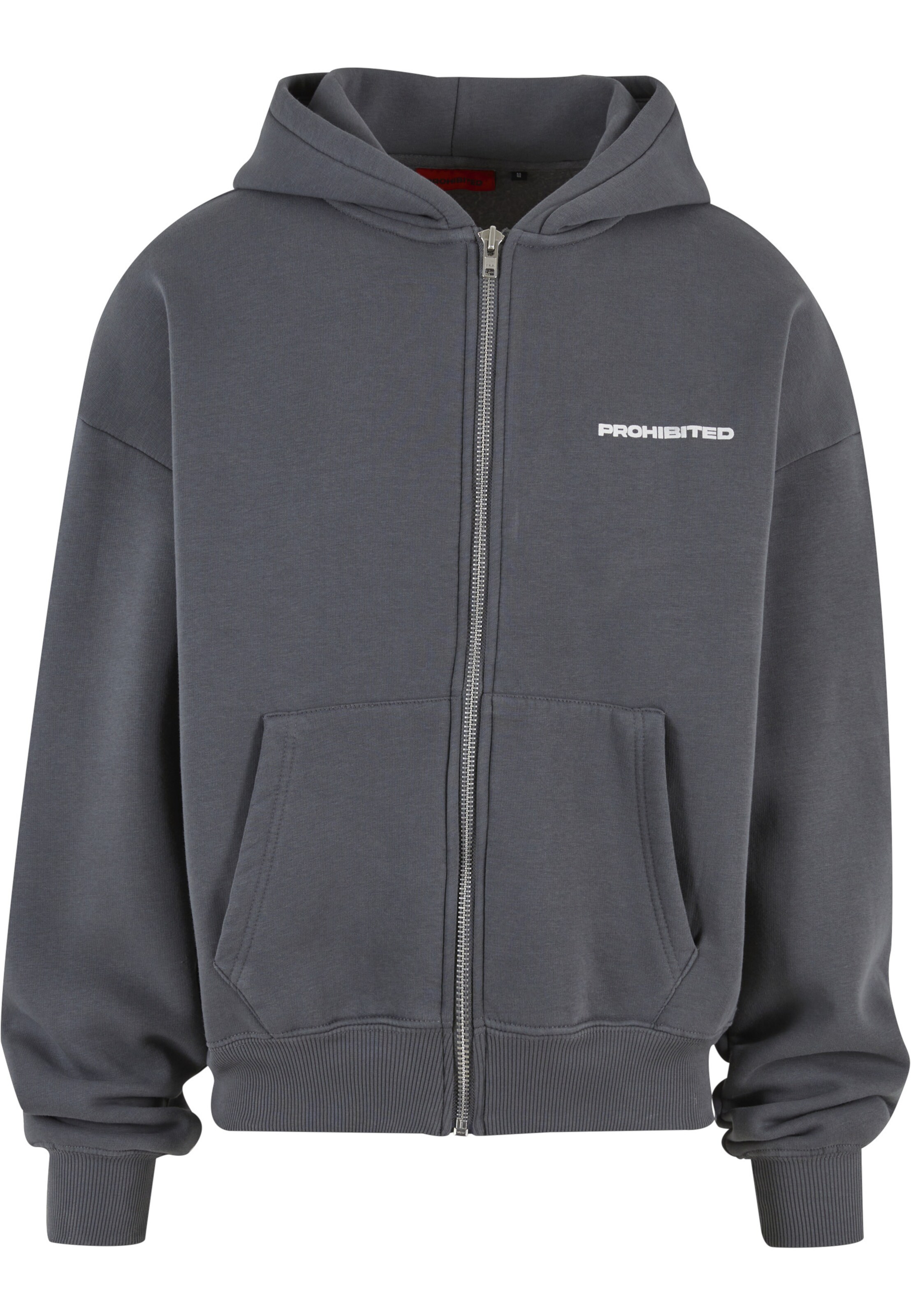 Prohibited - Sudadera con cremallera en gris: frente