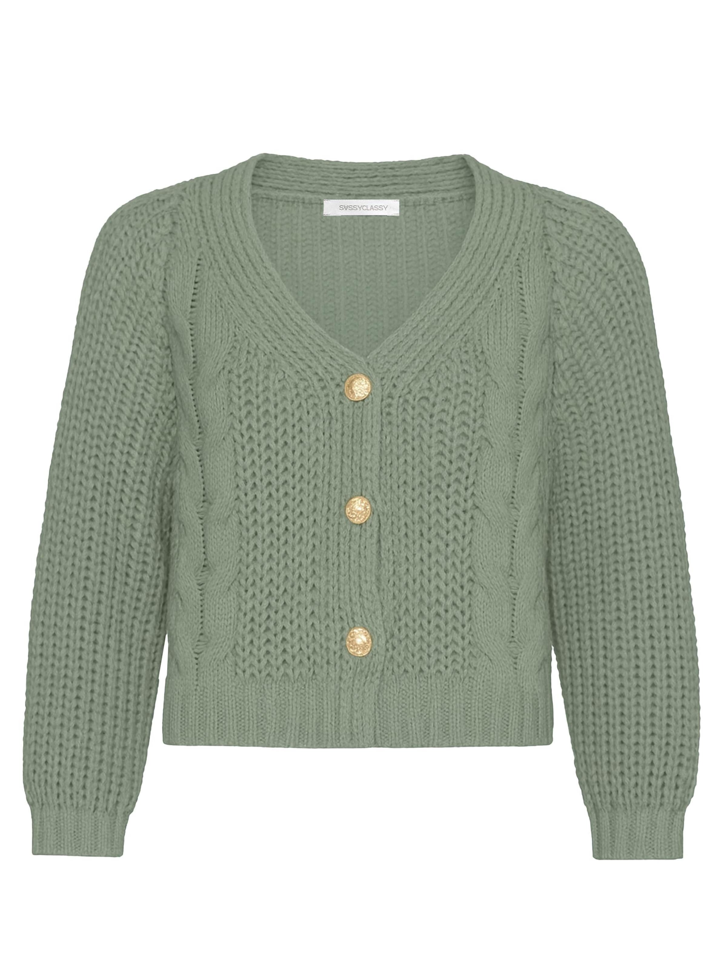 SASSYCLASSY Oversized Cardigan in Green: front