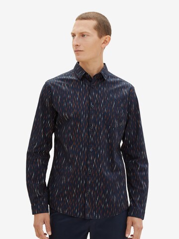 Coupe slim Chemise TOM TAILOR en bleu : devant