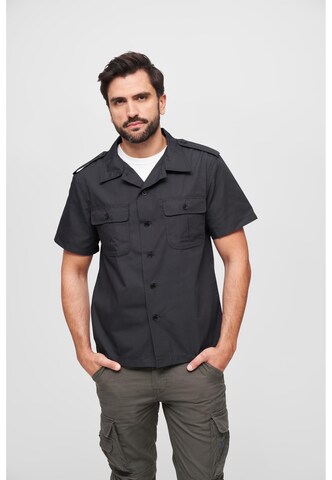 Brandit Button Up Shirt in Black: front