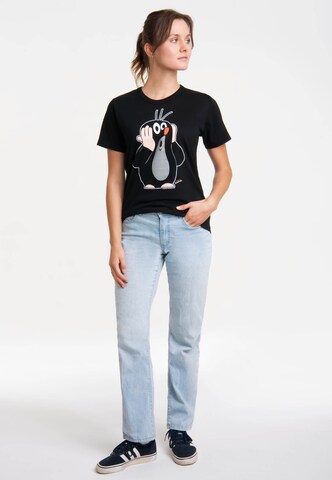 LOGOSHIRT Shirt 'Der kleine Maulwurf - Ohoh' in Black