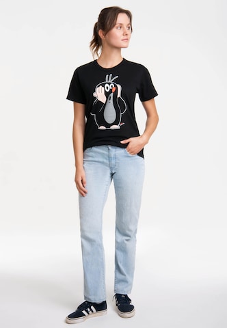 LOGOSHIRT Shirt 'Der kleine Maulwurf - Ohoh' in Zwart