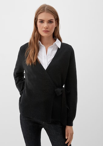 s.Oliver Knit Cardigan in Black: front