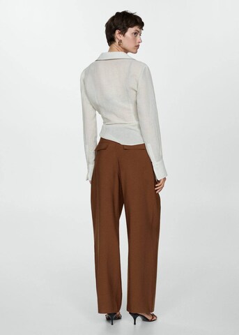 MANGO Wide leg Pleat-front trousers 'HUGO' in Brown