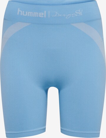 Hummel Skinny Workout Pants in Blue: front