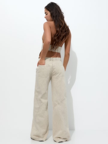 Pull&Bear Wide leg Jeans i grå