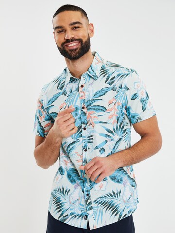 Threadbare Regular Fit Hemd 'Tropical' in Blau: Vorderseite