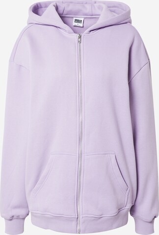 Urban Classics Zip-Up Hoodie in Purple: front