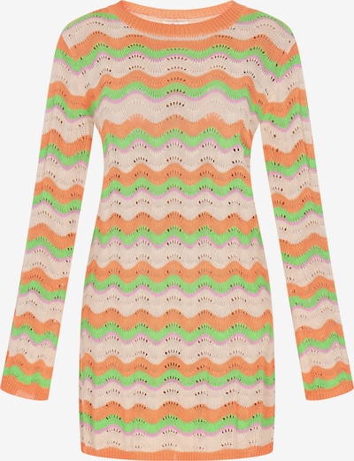 Megzta suknelė 'Festival' iš IZIA, spalva – smėlio spalva / šviesiai žalia / alyvinė spalva / oranžinė, Prekių apžvalga