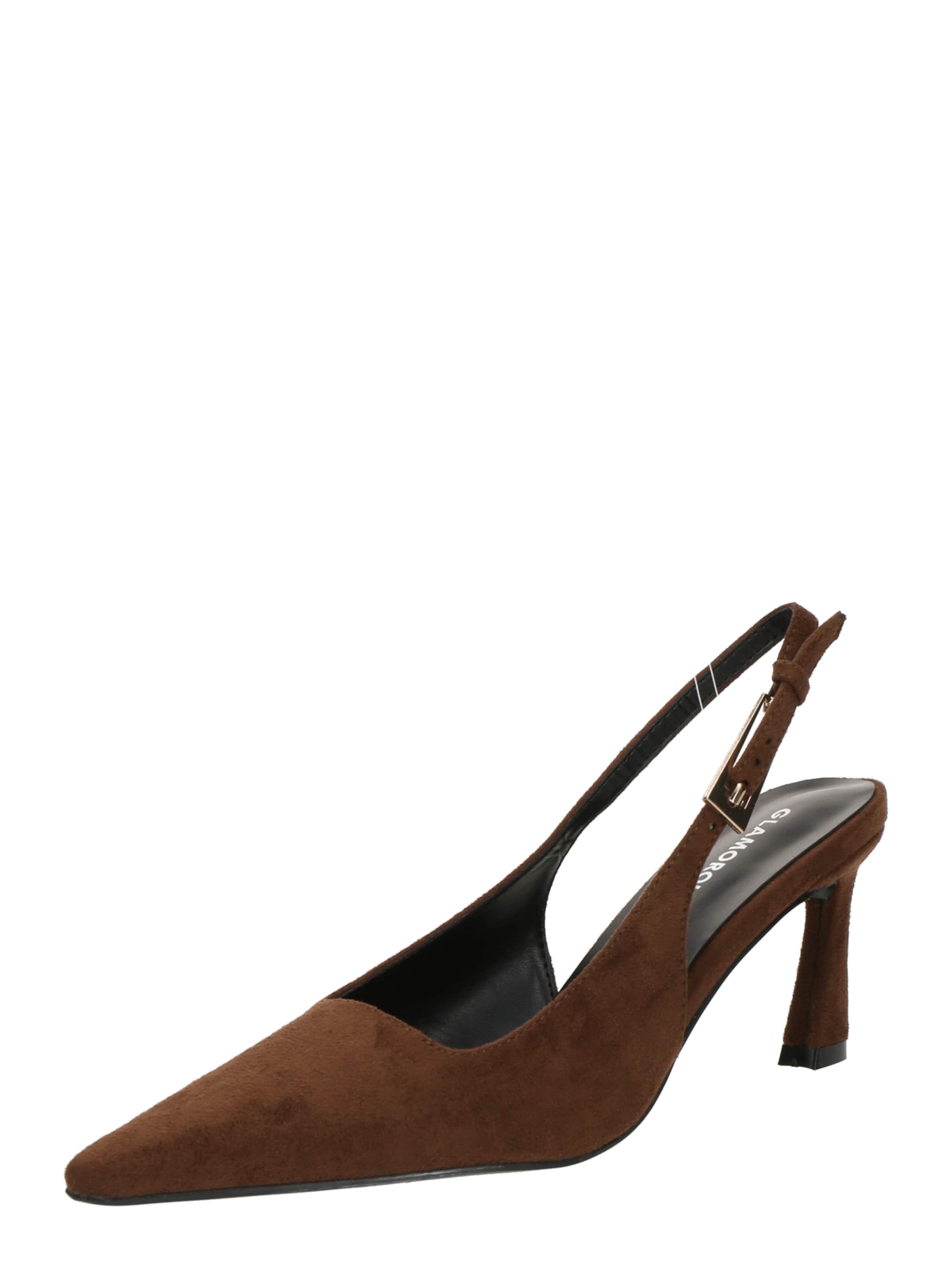 GLAMOROUS Sapatos abertos atrás em chocolate, Vista do artigo