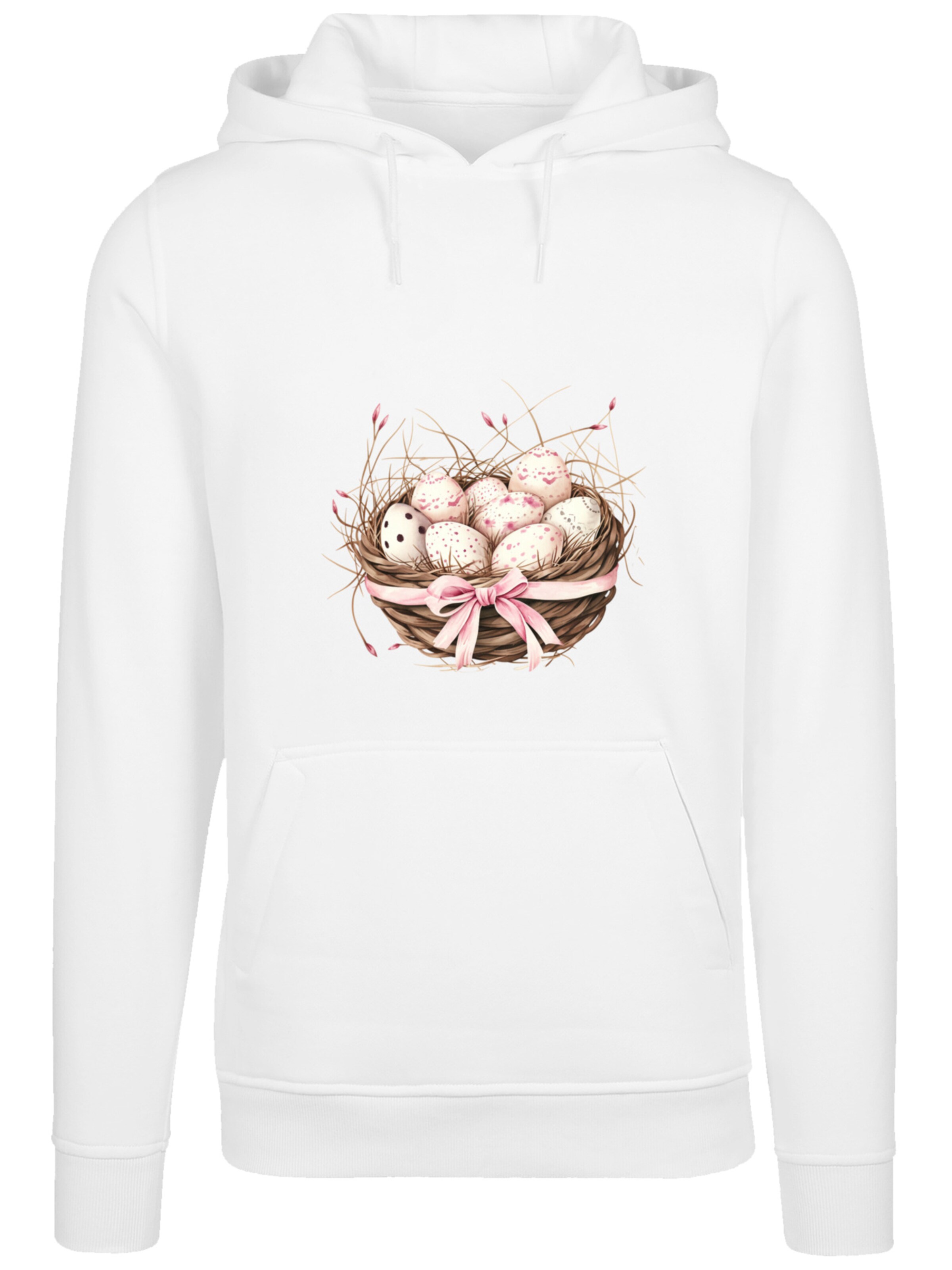 F4NT4STIC Sweatshirt 'Osterei Nest Korb Dekor' in Weiß: Vorderseite
