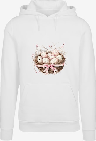 F4NT4STIC Sweatshirt 'Osterei Nest Korb Dekor' in Weiß: Vorderseite