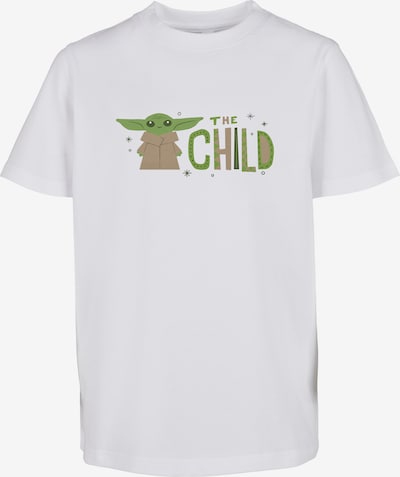 Marškinėliai 'Mandalorian The Child' iš Mister Tee, spalva – tamsi smėlio / rusvai žalia / šviesiai žalia / balta, Prekių apžvalga