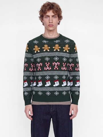 zaļš JACK & JONES Džemperis 'JJXmas Santa': no priekšpuses